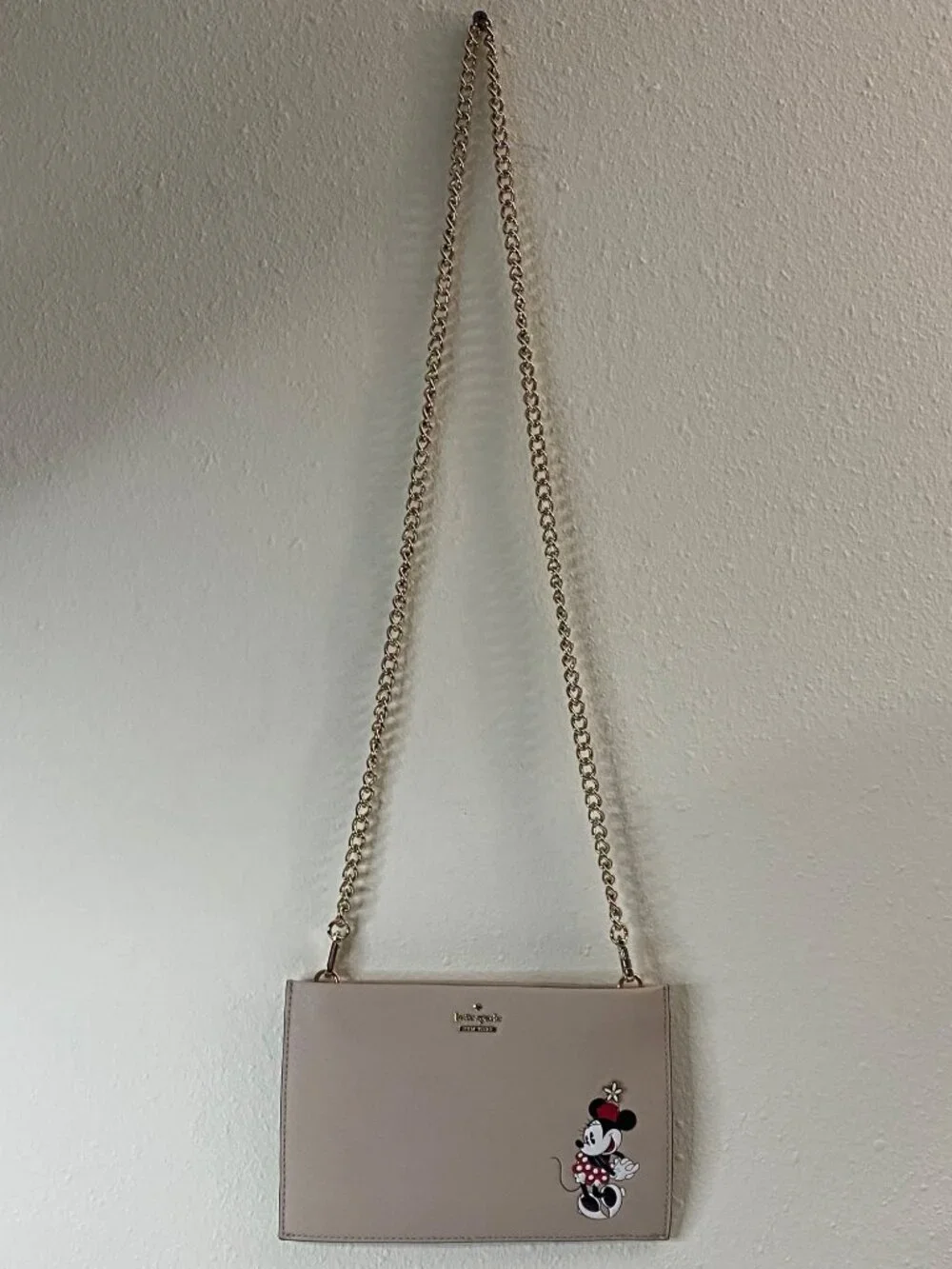 Kate Spade New York Minnie Mouse Crossbody Bag Beige Leather Chain Strap - Picture 4 of 14